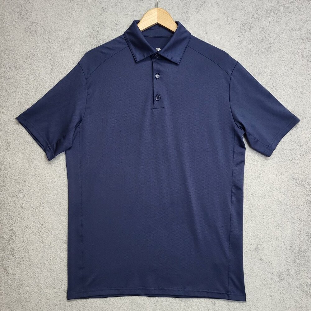EIS Shirt Mens Medium Navy Blue Sun Equestrian Polo Short Sleeve Casual